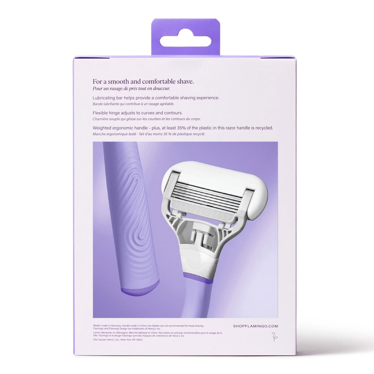 Ensemble économique,rasoir pour femmes Flamingo avec 5 cartouches de lames de rechange – Manche Lilas