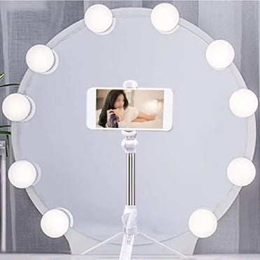 Boovnll Led Vanity Lights Strip Kit, with 10 Dimmable Light Bulbs for Length Mirror and Bathroom Wall Mirror, Plug in Mirror Lights with Power Suppl