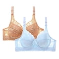 thumbnail image 1 of VEKDONE 2PC Women Leopard-Print Front Buckles Underwear No Steel Close Bra Light Blue L, 1 of 3