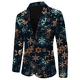 thumbnail image 5 of Veste de Costume de Noël Flocon de Neige Père Noël pour Hommes Coupe Ajustée Imprimée Poche Revers Bouton Complets Formels pour Hommes Veste de Costume Costume, 5 of 5