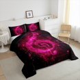 thumbnail image 3 of Musical Note Comforter Set Full Size 3 Pcs,Starry Rose Pink Sequins Print (Not Real) Chic Bedding Set,Romantic Glitter Music Theme Fashion Quilt Set for Teens Bedroom,2 Pillowcases, 3 of 6