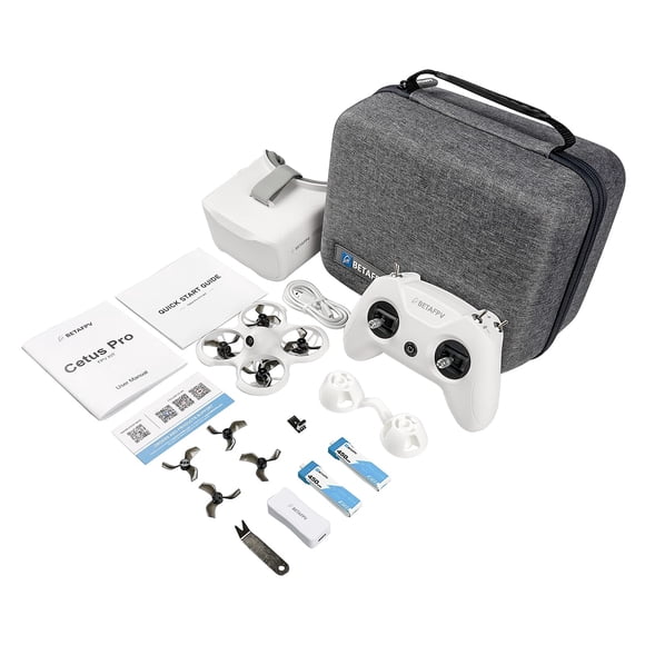 BETAFPV Cetus Pro Kit FPV avec 3 Modes de Vol Maintien d'Altitude Atterrissage d'Urgence Auto-Protection Mode Tortue, avec Émetteur LiteRadio 2 SE Lunettes VR02 Prêtes à Voler Facile pour Débutants FPV