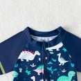 thumbnail image 4 of Akiihool Dinosaur Swim Trunks Boys Boys 2 Pieces Rash Guard Sun Protection Long Sleeve Kid Swimsuits Quick Dry Swim Shirt Trunks for Boys (Navy,6-12 Months), 4 of 4