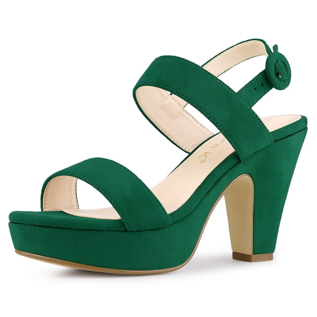 BLISSFUL STEP Women's Slingback Platform Chunky Heeled Sandals