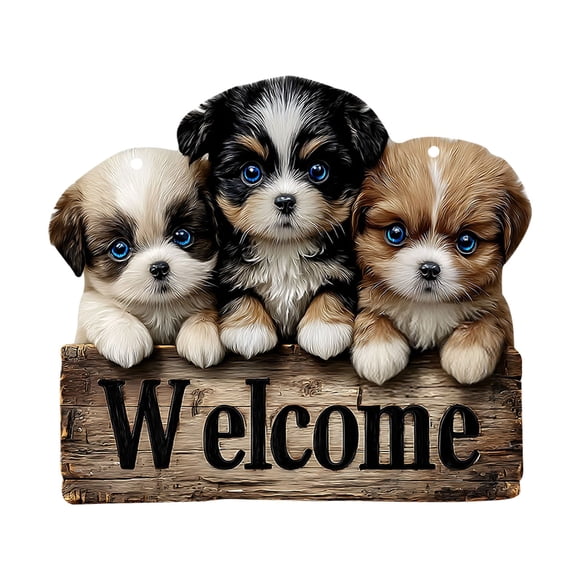 Outdoor Welcome Sign Wooden Hanging Decor with Joyful Animals and Newsbird Motif 12 in x 8 in