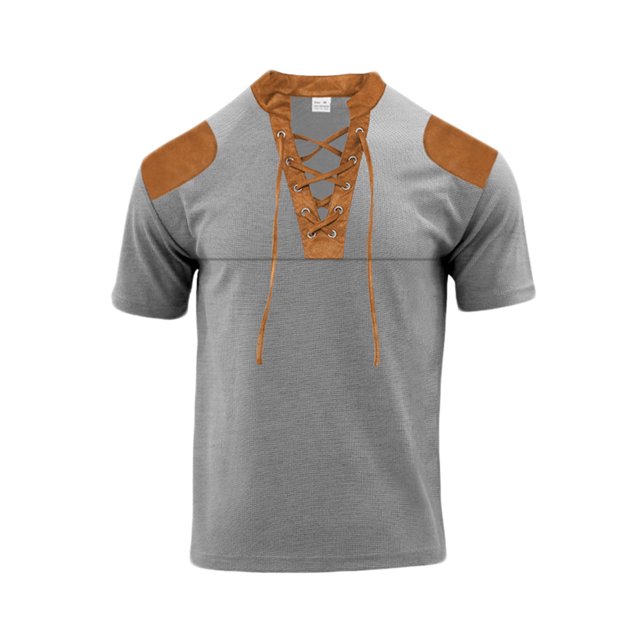 Birdeem Chemises pour Hommes Ensemble Décontracté Col en V Patchwork Manches Courtes et Shorts