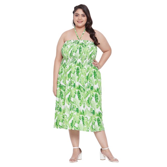 Oussum Robe Tube Courte pour Femmes Sans Manches, Robes d'Été, Vert