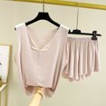 thumbnail image 2 of Chbgutlmr 2 Piece Womens Pajama Sets Summer V Neck Sleeveless Tops Ruffle Elastic Waisted Shorts Lounge Outfits, 2 of 3