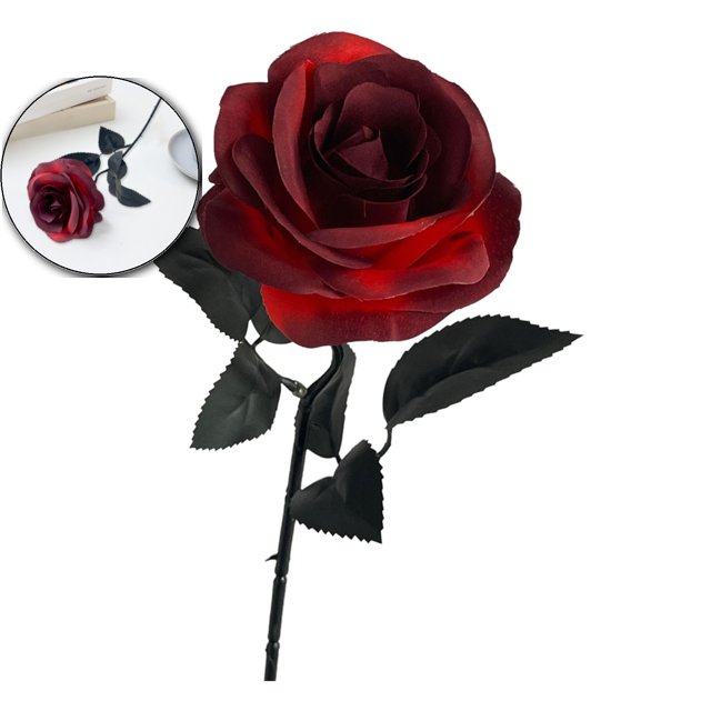 Dvruxg Artificial Flowers Roses, Fake Silk Flower Long Stem Artificial Rose for Halloween Home Wedding Party Decorations(Red)