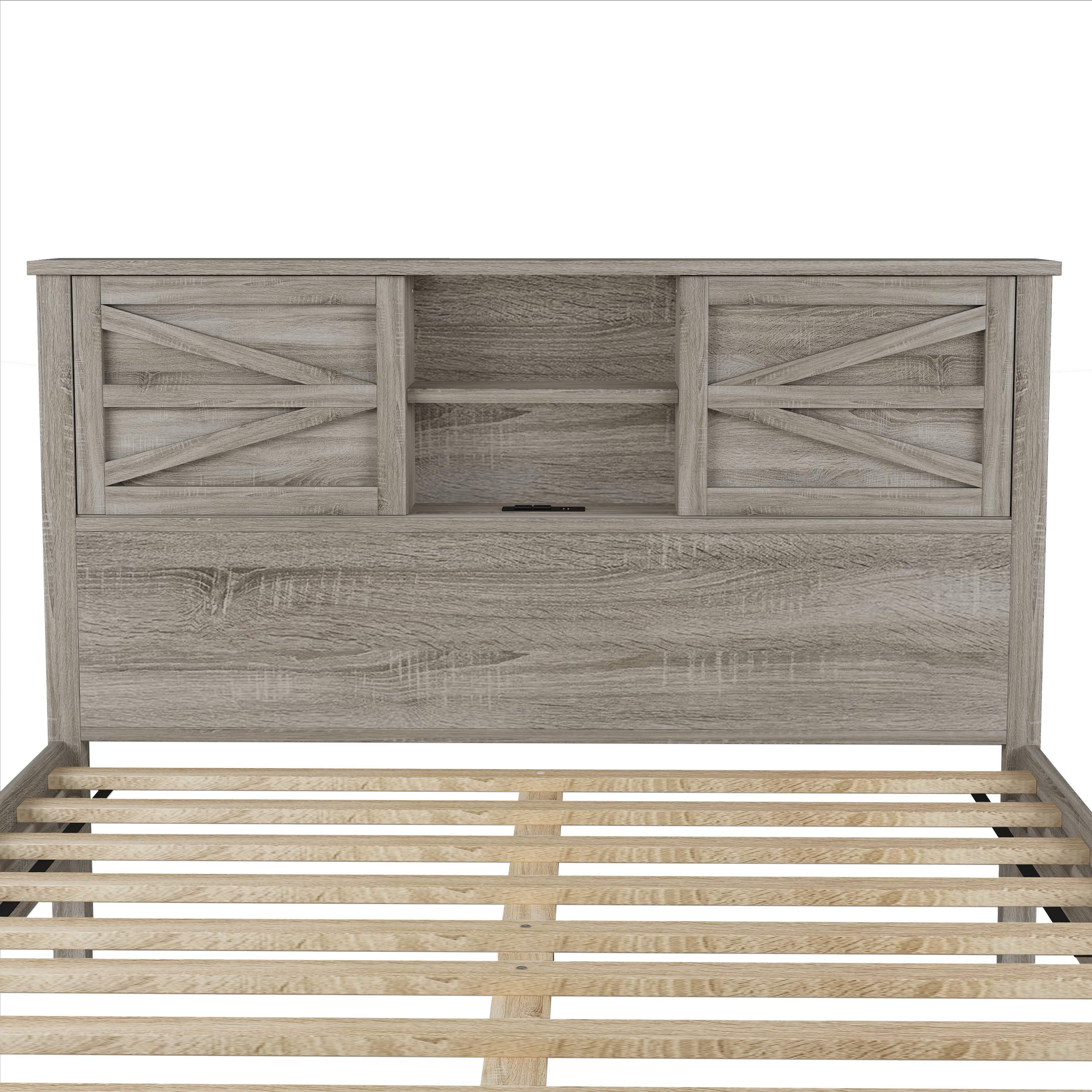 Ensemble de chambre 3 pièces Noble House : lit plateforme de style ferme, grand lit, gris antique