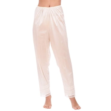 Gupgi Women Pettipants Solid Color Lace Trim Long Trousers High Elastic Waist Sleep Pants S-2XL