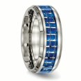 thumbnail image 4 of Titanium Polished Blue/White Carbon Fiber Inlay Ring 11 Size, 4 of 6
