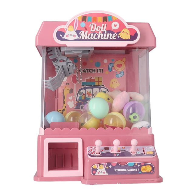 Mini Claw Machine For Kids, Doll Grabber Machine with 10 Dolls, Cool Light Music, Grabber Game Toy For Party