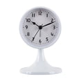 thumbnail image 2 of Minimal Round Table Clock with Pedestal Base – Silent Quartz Analog Desk Clock for Bedroom Living Room Office Home Decor, 2 of 6
