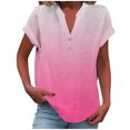 thumbnail image 1 of fatyb Womens Printed V Neck Tops Short Sleeve Button V Neck Tshirts Lightweight Summer Beach Blouses, 1 of 5