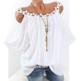thumbnail image 2 of Birdeem T-Shirt Blouse Sans Bretelles à Épaules Dénudées pour Femmes Grande Taille avec Col Rond Appliqué et Fleurs, 2 of 4