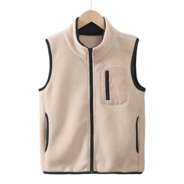 RXIRUCGD Manteau Sans Manches Chaud en Molleton à la Mode pour Garçons et Filles ( Kaki, Taille : 8 Ans )