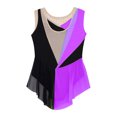 thumbnail image 4 of MSemis Kids Girls Shiny Diamond Color Block Mesh Splice Gymnastics Leotard Skating Jumpsuit Dance Purple 12, 4 of 7