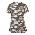 thumbnail image 2 of RKSTN Women Short Sleeve V-neck Tops Working Uniform Cartoon Print Blouse, 2 of 3