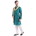 thumbnail image 3 of Tenue de Fête de Mariage Indienne Kurta Pyjama pour Homme avec Foulard (Vert, G), 3 of 6