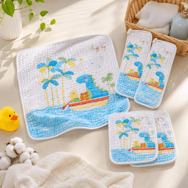 Tropical Dino Baby Muslin Blanket Set – Soft Quilted Cotton for Newborns & Toddlers