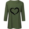 thumbnail image 4 of Plebaso Hauts Cœur pour Femmes Manches 3/4 Col Ras du Cou T-Shirts Graphiques Mignons Imprimés Blouses Décontractées pour Femmes, 4 of 6