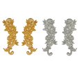 thumbnail image 2 of 2.75"x8" Floral Venice Lace Applique Embroidered Bridal Guipure Patch Motif (2 Pieces) (Gold Metallic), 2 of 2