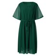 thumbnail image 3 of Robe Décontractée Grande Taille pour Femmes Col Rond Manches Mi-Longues Longueur Genou Robe de Soirée, 3 of 6