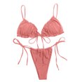 thumbnail image 1 of Womens Swimsuits Three-Point Bikini Skinny Hot Spring with Small Breasts Pink Bathing Suit for Women XS, 1 of 3