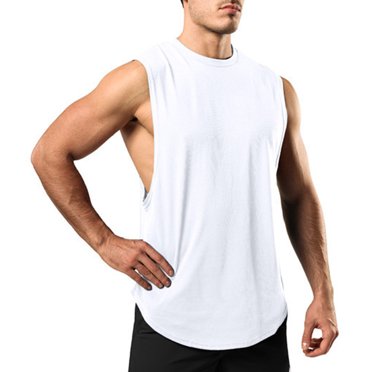 Meichang Men's Cotton Tank Tops Trendy Solid Color Sleeveless Tank Top Lightweight Breathable Muscle Shirts for Workout Gym Jogging White M