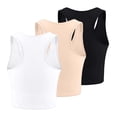 thumbnail image 3 of HBFAGFB Lightweight Tank Tops Womens 3 Piece Seamless Workout Shirts Simple Undershirt Grey Size XXL, 3 of 3
