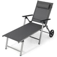 thumbnail image 2 of Costway Chaise Longue Pliante de Patio en Aluminium, Fauteuil Inclinable, Dossier Ajustable, Roues, 2 of 8