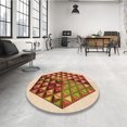 thumbnail image 4 of Ahgly Company Tapis Rond Lavable en Machine Intérieur Transitionnel Acajou Brun, 3 Pieds Rond, 4 of 7