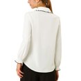 thumbnail image 3 of INSPIRE CHIC Women's Sweet Ruffle Peter Pan Collar Button Up Work Shirts, 3 of 7