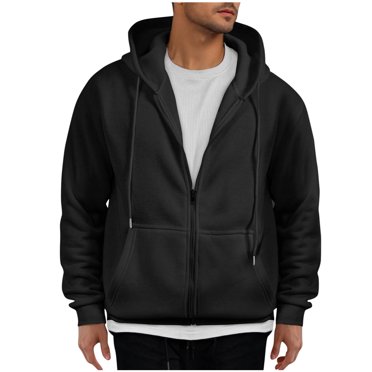 Grrvtrz Men's Full Zip Front Hoodies Casual Drawstring Hooded Sweatshirt Soft Fleece Jacket Coat with Kangaroo Pocket