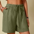 thumbnail image 2 of Annhoo Womens Plus Size Cotton Linen Shorts High Waisted Drawstring Wide Leg Solid Comfy Casual Shorts with Pockets, 2 of 7