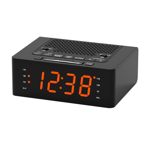 Alarm Clock for Bedroom with FM Radio, Bluetooth, Dimmable LED Display, Sleep Timer, Adjustable Volume, Dual Alarm with ON/OFF button, Bedside Clock for Adults Seniors Kids iTOMA 515