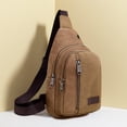 thumbnail image 1 of Mens Retro Fashion Solid Color Canvas Crossbody Bag Durable Stylish Perfect for Travel Daily Use,Brown, 1 of 6
