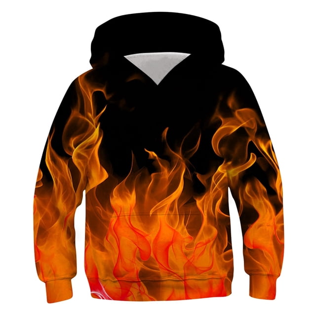 RXIRUCGD Chemise pour Enfants à Manches Longues T-shirt à Motif Imprimé Col Rond Cool Garçon Chandail à Capuchon ( Orange, Taille : 7 Ans )