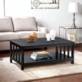 thumbnail image 1 of ChooChoo Table Basse Mission, Table de Salon en Bois Noir avec Tablette, 40 Noir, 1 of 2