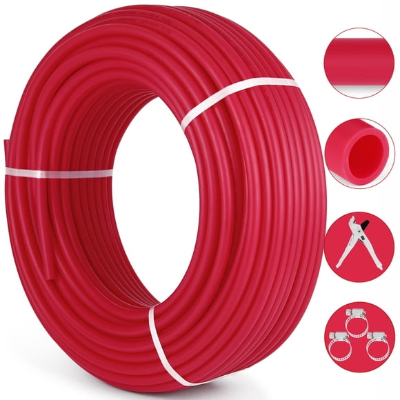 VEVOR Barrière Oxygène O2 Tuyau PEX - Bobine de Tube PEX 1/2 Pouce X 300 Pieds - Tuyau EVAH PEX-B pour Chauffage au Sol Radiant Résidentiel Commercial (Barrière O2 1/2 Pouces, 300 Pieds/rouge)
