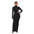 thumbnail image 1 of TopLLC Longues Robe à Manches à Col Rond pour Femme Décontractée Couleur Col Montant Manches Longues Extensible Ajustée Longue Robe Haut pour Femme, 1 of 6