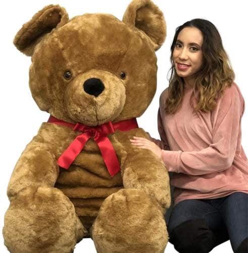 Big Plush Giant Brown Teddy Bear, 54 Inches Soft Stuffed Animal Huge Weighs 18 Pounds Made in USA
