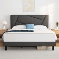 thumbnail image 1 of Full Bed Frame,Telino Full Size Platform Bed With Fabric Upholstered Headboard, Grey, 1 of 6