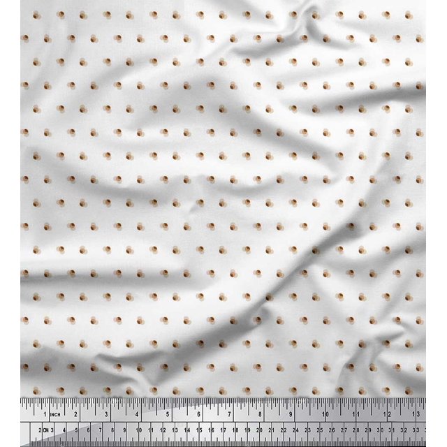 Soimoi Polyester Crepe Fabric Dots Shirting Print Sewing Fabric Yard 42 Inch Wide