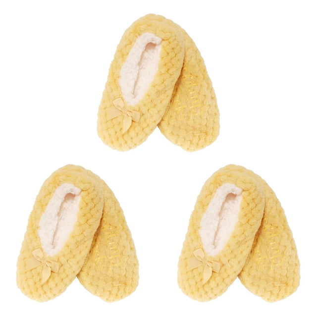 CHOK Adult Super Soft Warm Cozy Fuzzy Soft Touch Slippers Non-Slip Lined Socks Assortment B Medium 3 Pairs