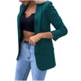thumbnail image 1 of IROINID Veste Blazer Courte pour Femme, Col à Revers, Couleur Unie, Manches Longues, Cardigan de Tailleur pour Dames à Revers, Manteau de Tailleur Décontracté, Vert, 1 of 9