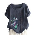 thumbnail image 1 of Birdeem Womens Summer Casual Round Neck Short Sleeve Printing Loose Shirt Tops, 1 of 5