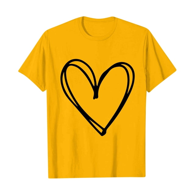 Plebaso T-Shirts pour Femmes à Imprimé Cœur, Col Rond, Coupe Ample, T-Shirts Décontractés à Manches Courtes, T-Shirts Graphiques pour Femmes