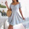 thumbnail image 1 of Robe d'Été pour Femmes 2024 Mode Grande Taille Décontractée Manches Évasées Robe à Cordon avec Arrangements Floraux 50 % de Réduction Liquidation!, 1 of 7